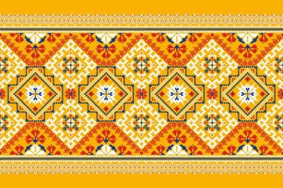 Reviewing Floral Knitted Embroidery.Pixel Art for Gifts