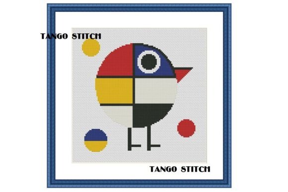 Reviewing Mondrian Style Abstract Bird Embroidery